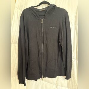Black zip up knit sweater